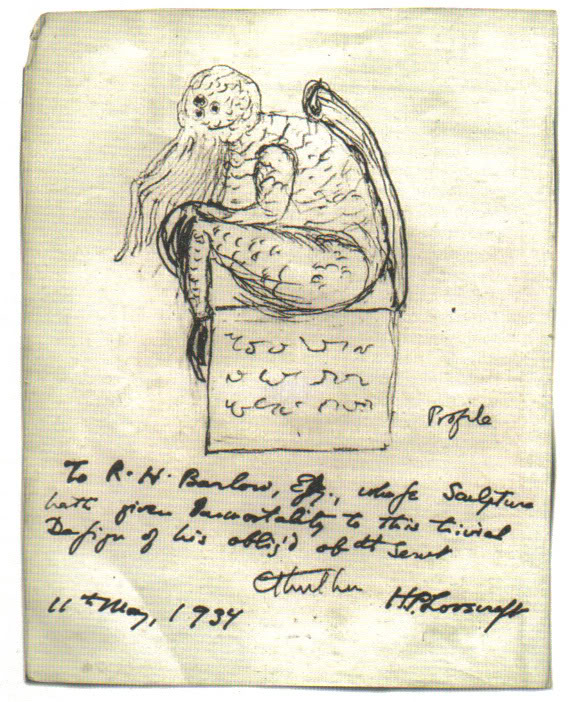 A sketch of Cthulhu drawn by H. P. Lovecraft, 11 May 1934